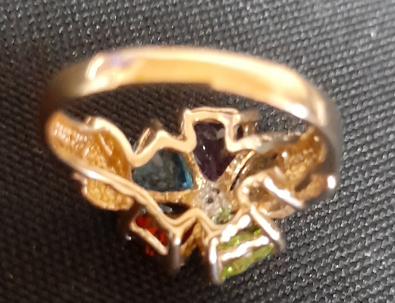 10k Solid Gold Multicolor Gemstone Ring. Size 7.A… - image 7