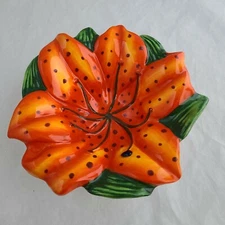 Centrum Aloha Collection Hand Painted Ceramic Bowl Dish Stargazer Lilly  6"