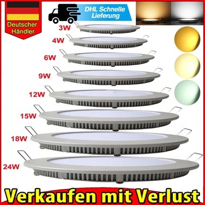 24W 18W 15W 12W 9W 6W LED Panel Downlight Einbauleuchte Strahler Deckenleuchte