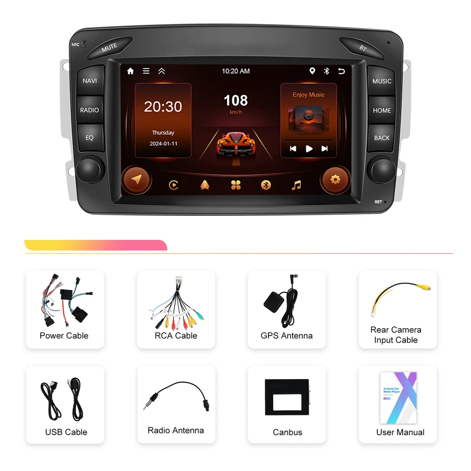 64GB Android Autoradio Carplay Für Mercedes Benz G/C-Klasse W203 CL203 S203 W463 - Bild 3 von 4