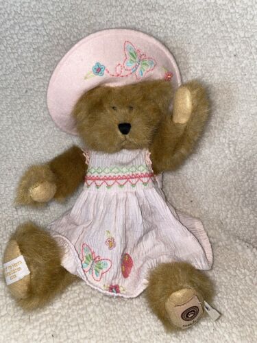 Boyds Bears SOPHIE KAITLYN 12” Plush Brown Pink Smocked Dress &Hat Limited Ed - Picture 1 of 20