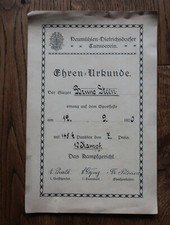 Urkunde Neum&uuml;hlen-Dietrichsdorfer Turnverein Ehren-Urkunde 1920 Kiel