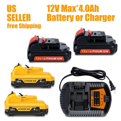 12V 4Ah For Dewalt 12 Volt Max Battey 2.0Ah DCB120 3.0Ah DCB122 DCB124 +Charger