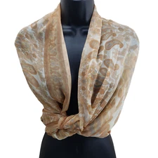 Women's Beige Sheer Oversized Paisley Scarf 42" x 84" Large Wrap