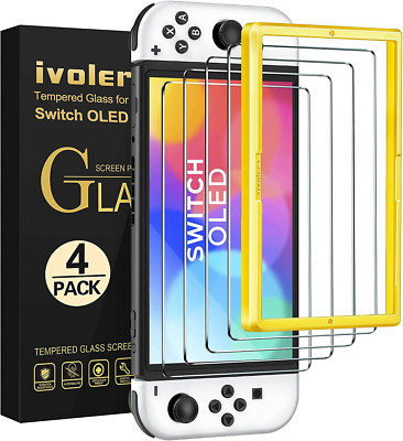 Pack of 4 Protective Glass Compatible with Nintendo Switch OLED Model 7 Inch 202