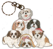 Shih Tzu Keychain Wooden