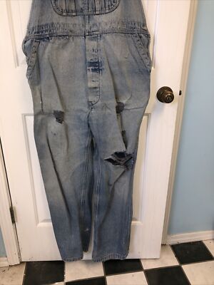 Vintage Big Smith Distress Destroyed Bib Overalls S 38 X 32
