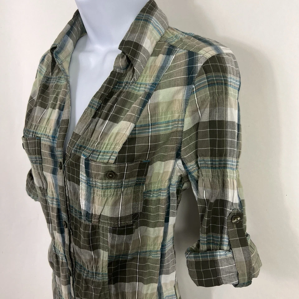 Nueva Camisa Decree Para Mujer Mediana Con Botones Manga Corta A Cuadros Ligera Nueva Con Etiquetas Foto 4 de 4