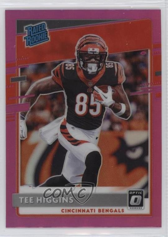 2020 Panini Donruss Optic Rated Rookies Pink Prizm Tee Higgins Rookie RC 0sw9