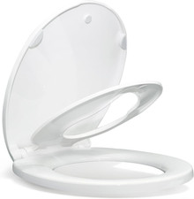 round Toilet Seat with Built-In Toddler Seat, Soft Close, 16.5 Inch Quick Rele