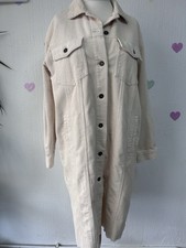 Zara Cream Corduroy Long Jacket Size Medium Coat