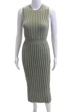 Varley Womens Sleeveless Florian Knit Sweater Dress Green Cotton Size Small