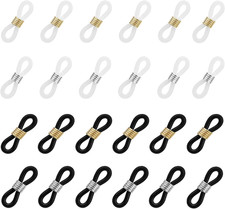 24 Pieces Eyeglass Chain Ends Adjustable Spring Rubber Ends Connectors for Eye G