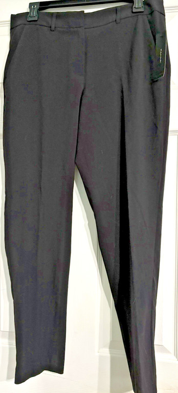 Tahari Black Stretch Slim Straight Leg Pants NWT Size 8 Career Chic Preppy