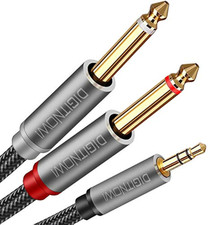 3.5Mm 1/8" TRS to Dual 6.35Mm 1/4" TS Mono Stereo Y-Cable Splitter Cord for Smar