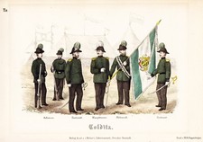 Colditz Sachsen Uniform Uniformen Lithographie lithograph