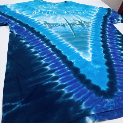 Vtg Liquid Blue Pink Floyd Wish You Were Here TShirt Tie Dye Size XL Great Shape