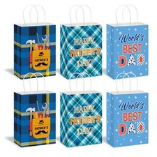 12 Pcs Fathers Day Gift Bags Father's Day Bags with Handle Happy Fathers Day