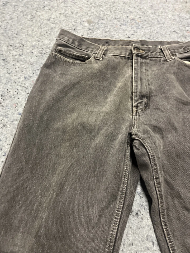 Pantalones de mezclilla Faded Glory negros para hombre (36x34) calce relajado tiro medio lavado ligero Foto 2 de 4