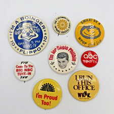 VTG TV Radio Promo Pinback Lot Flippo Clown Regis Philbin ABC Sports NBC WNAC