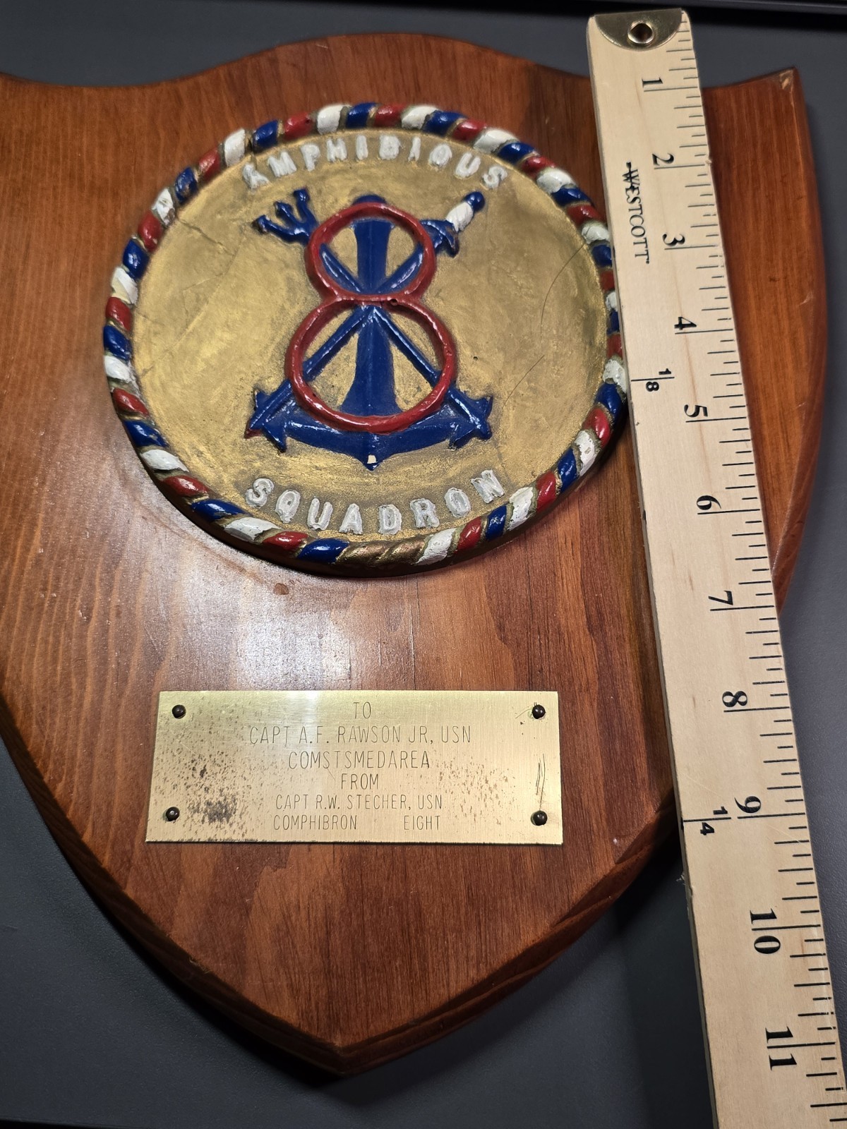 1968 VINTAGE AMPHIBIOUS SQUADRON 8 PLAQUE US NAVY COLLECTIBLE RARE VIETNAM