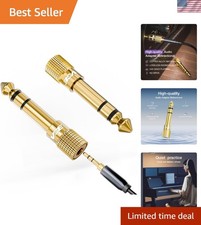 2-Pack 24K Gold-Plated 1/4 to 1/8 Inch Audio Jack Adapter for Sound