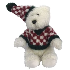 Hugfun Teddy Bear Holiday Winter Sweater Hat 6" Plush Stuffed Animal White 2000