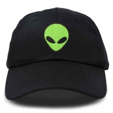 DALIX Alien Head Baseball Cap Mens and Womens Hat One Size, Black Neon Green 