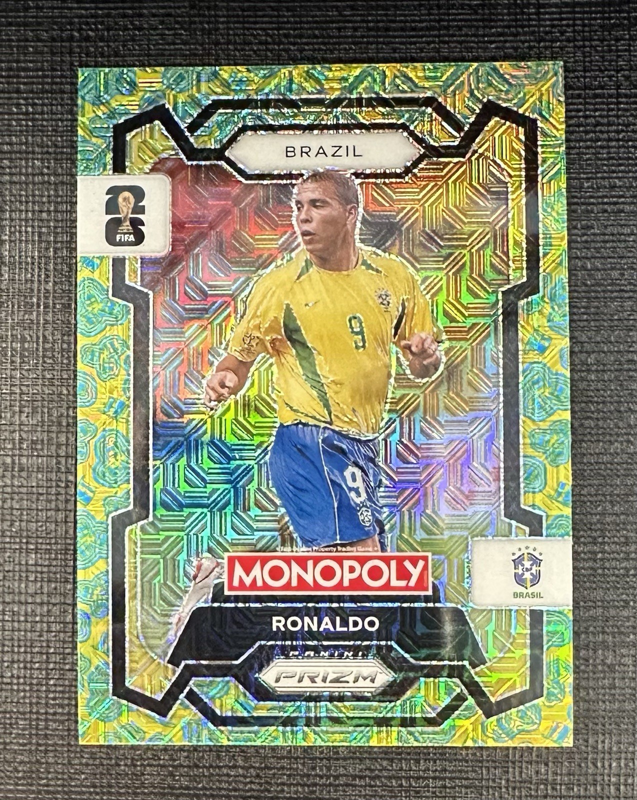 2026 Panini Monopoly FIFA World Cup Ronaldo Nazario HAT TRICK Mojo Prizm Brazil