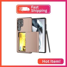 AICase for Samsung S25 Ultra Case with Card Holder Store 2 Cards Dual Layer He