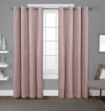 Set of 2 96"x54" Velvet Heavyweight Grommet Top Window Curtain Panel Blush
