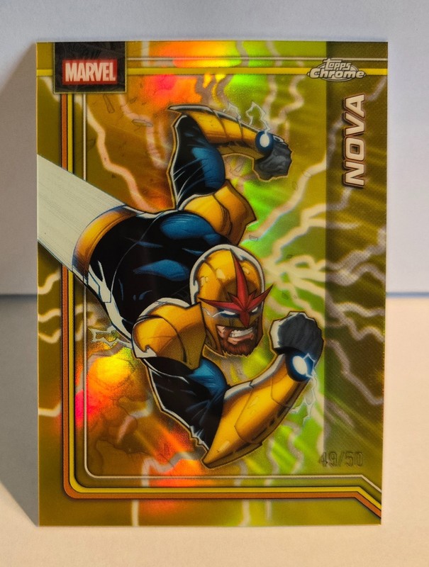 2026 Topps Chrome Marvel Nova Storm's Gold Lightning Parallel /50- Card #089