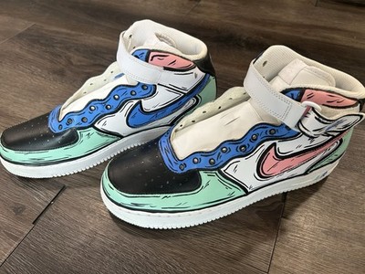 Nike Air Force 1 Mid Top Men s Sneakers Custom Multicolor Colorblock Strap