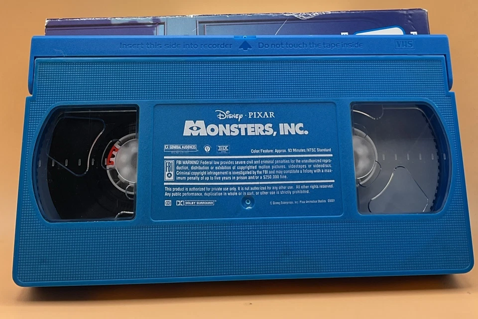 Monsters, Inc. VHS 2002 Disney Slipsleeve Slip Case Blue Tape Hollywood Rental - Image 3 of 4