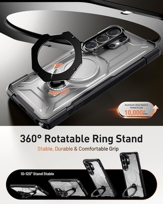 For Galaxy S26 Ultra Case Poetic 360° Rotate Magnetic Ring Kickstand Cover Black