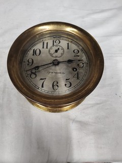 Ship's Clock Seth Thomas Time Only Two Springs Extended Running Time With Key