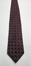 JOE Joseph Abboud Mens Silk Red Burgndy Maroon Geometric Neck Tie Made in USA