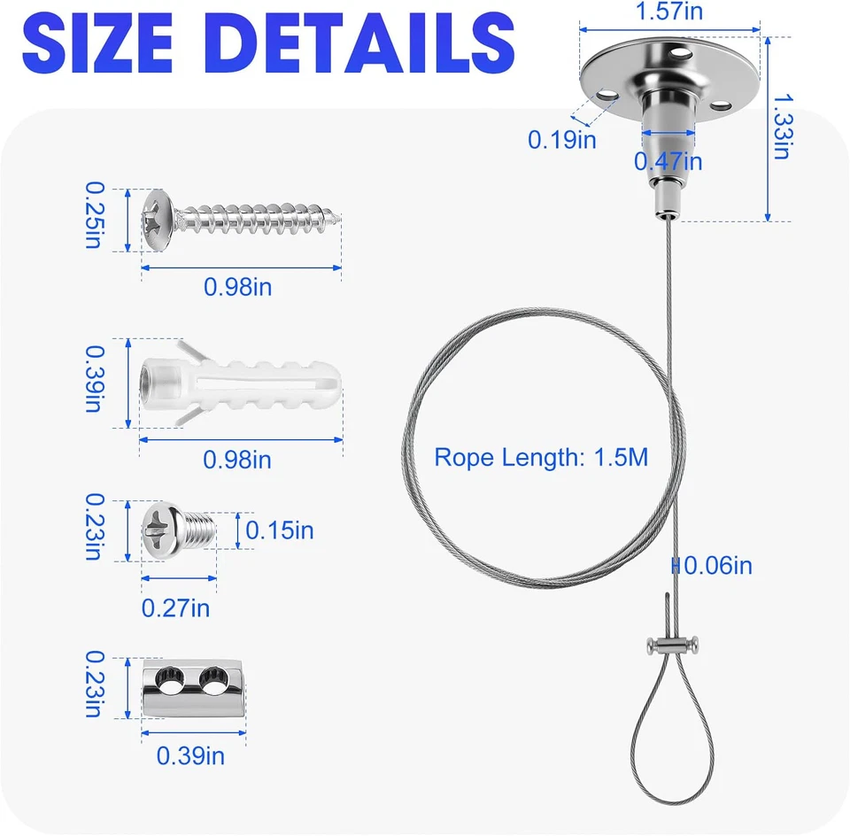 Paquete de 2 soportes de varilla de armario de techo de alta resistencia, 59" montados en techo ajustables... Foto 4 de 4