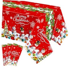 Pcs Christmas Tablecloth Plastic Snowflake Table Cover 54 x 108 Snowman 3 Red
