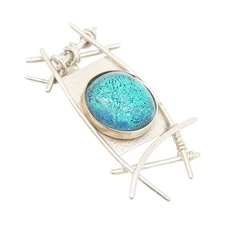 925 Sterling Silver Vintage Brooch EUE Brutalist Glittery  Gemstone  BP11652