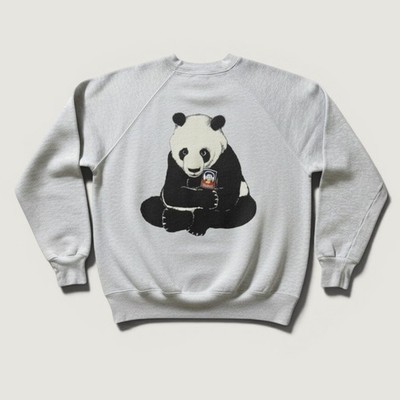 Jerzees Sweatshirt Mens XL Gray Crewneck Panda Quaker Oats Graphic Fleece USA
