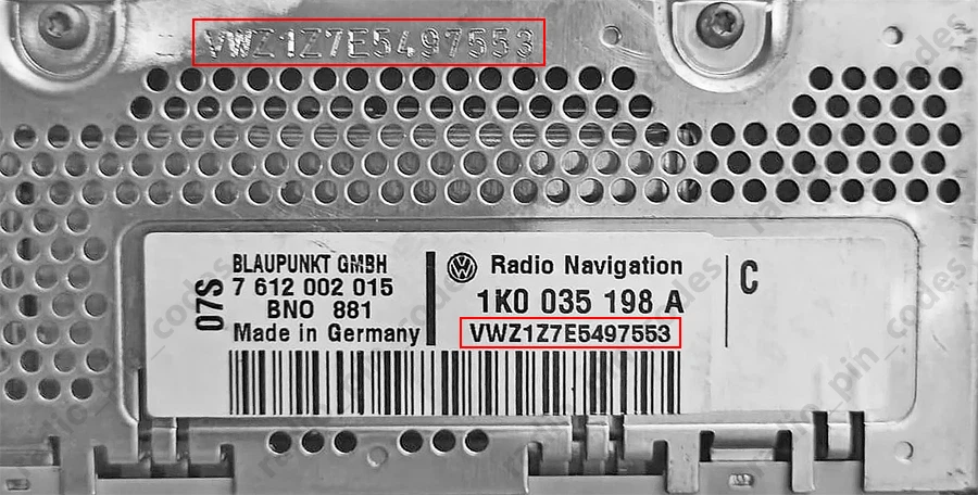 VW RADIO PIN CODE FOR ALL RNS 510 RCD MFD 1 2 VWZ1Z7 VWZ6Z7 VWZ4Z4 VWZ4Z7 VWZGZ1 - Photo 4/4