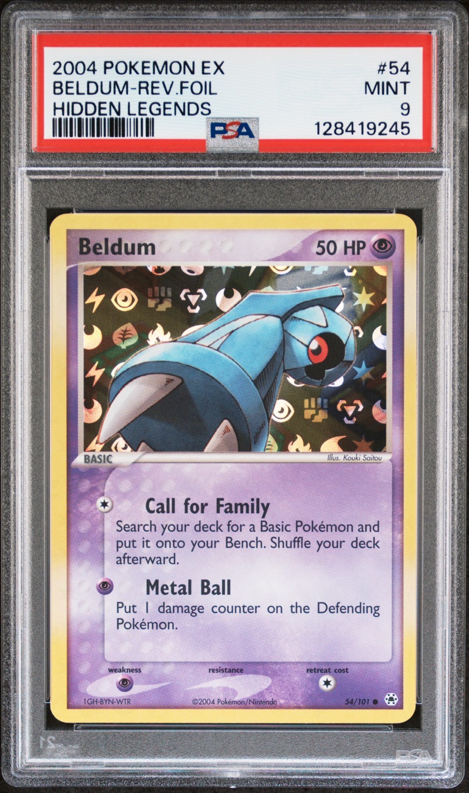 Pokemon Beldum Reverse Holo EX Hidden Legends 54/101 PSA 9 Mint