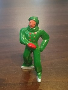 Vintage Lead toy Ice Skater Christmas Village Rare