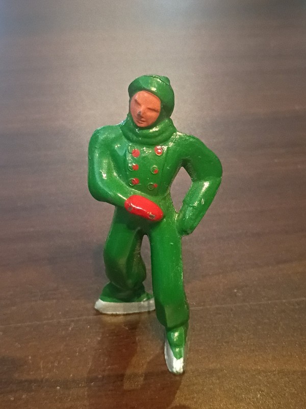 Vintage Lead toy Ice Skater Christmas Village Rare