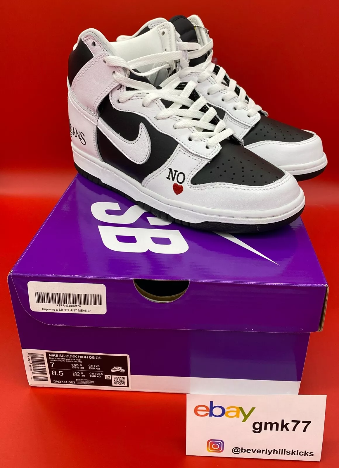 Nike SB Dunk High x Supreme By Any Means noir homme 7 11,5 12 13 DN3741 002 neuf