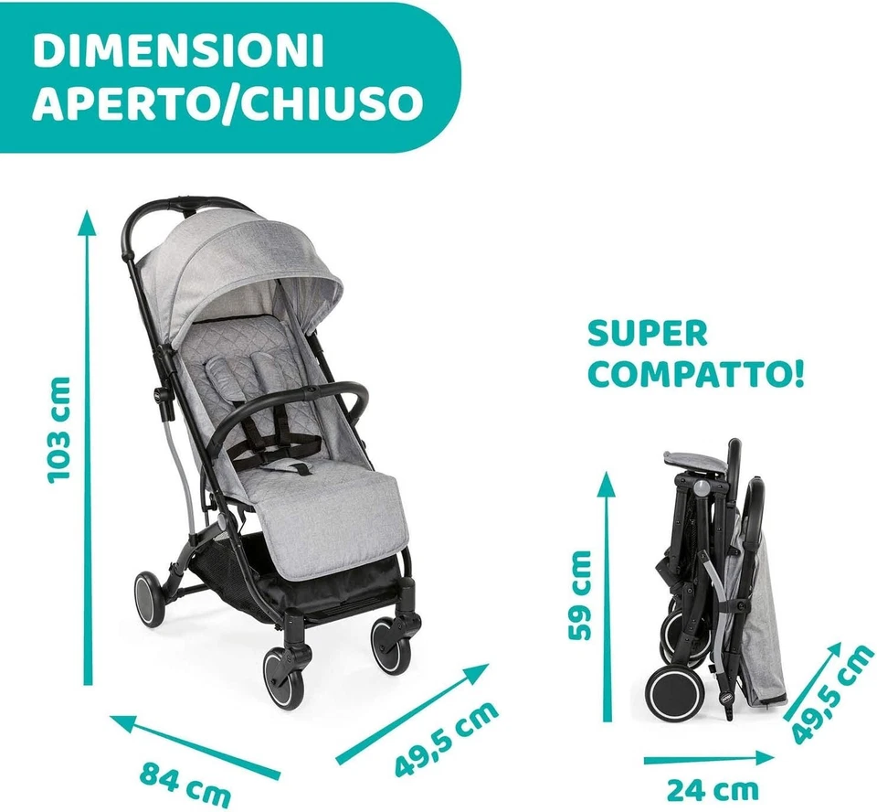 Chicco, Stroller Light Trolley Me Grey Light Fastening Compact, 0M - 15kg - Image 2 of 4