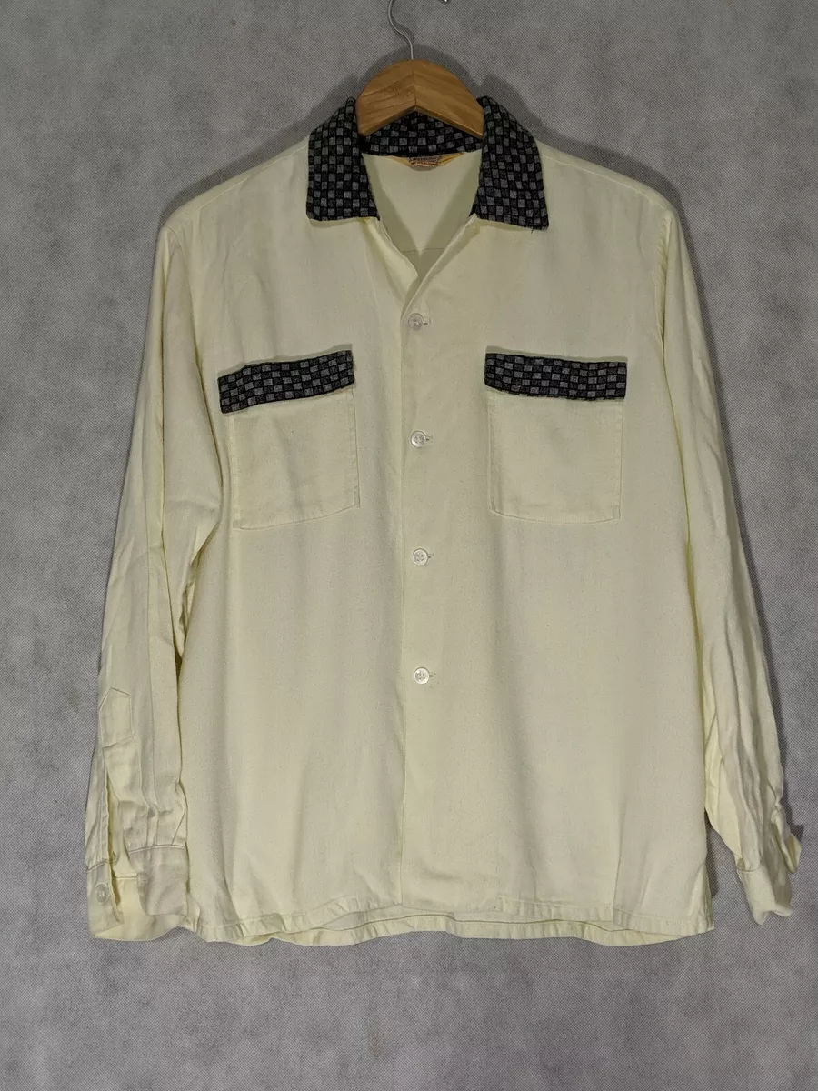 National Shirt Shop Vtg 50s California Loopneck Checker Atomic Rockabilly Camp