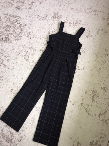 New Zara Girls Plaid Navy Jumpsuit Coverall Size 6 - Picture 4 of 10