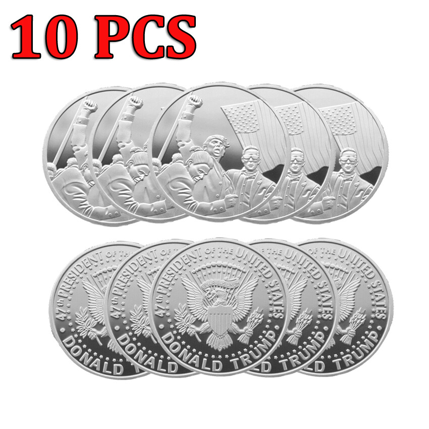 10PCS Donald Trump Coin Silver 2024 Shooting Collection Trump Assassinated Coin